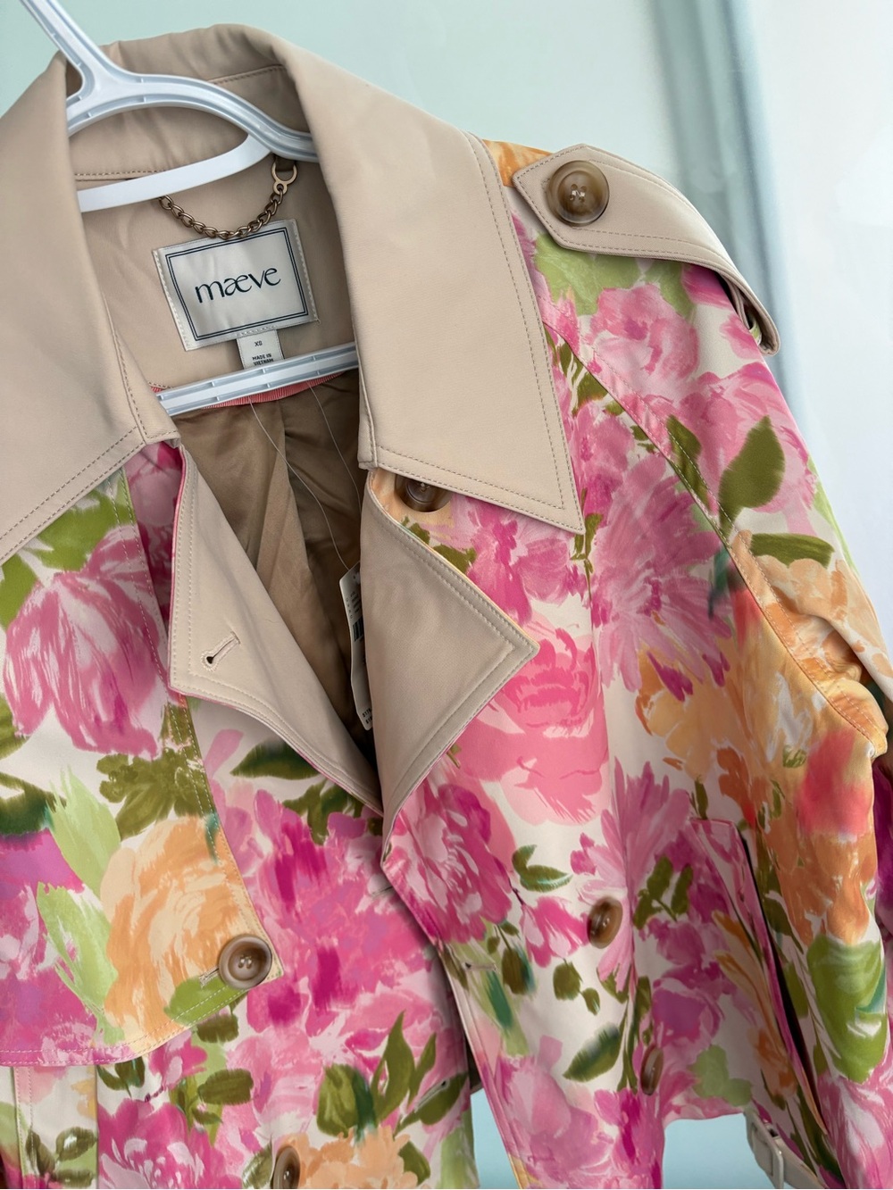 NWT Maeve Retro Floral Cropped Trench Coat XS - Picture 5 of 11